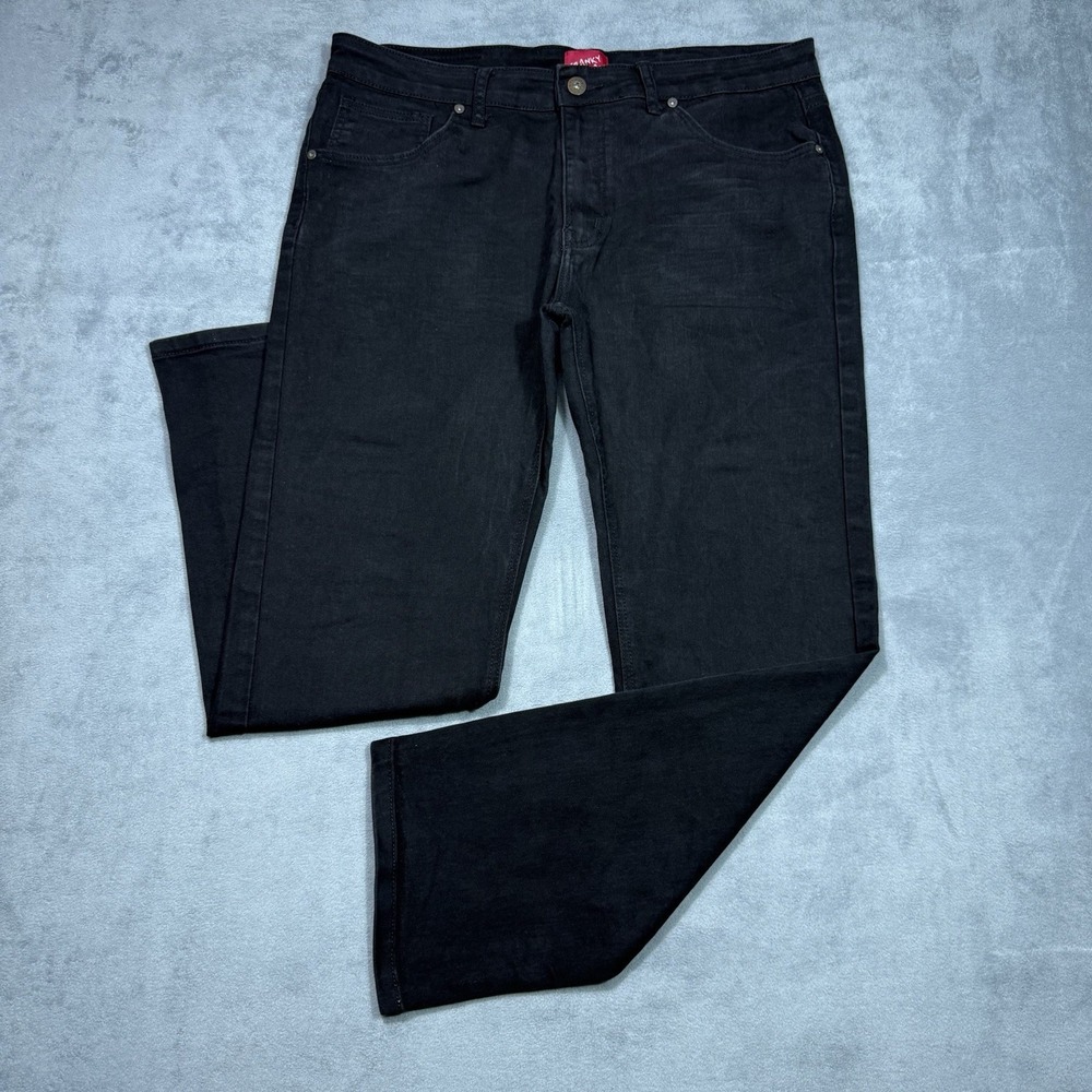 VINTAGE Franky Max Jeans Mens 38x32 Black Athletic Slim Taper Stretch Denim USA